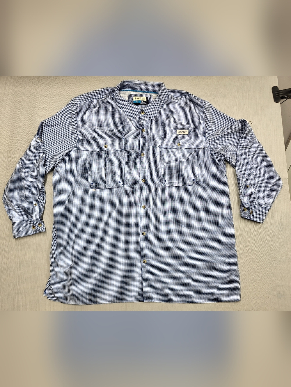 Magellan Shirt Mens 3XL Blue fishing Vented relaxed Angler Fit Wicking W pockets